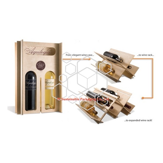 coffret d'emballage bouteille de vin en bois non finis personnalisés  de vente au détail à vendre | est le meilleur support de publicité pour commercialiser votre vin et les marques